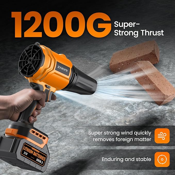 YUQUESEN Cordless Leaf Blower, 980,000 RPM Handheld Leaf Blower with 2 X 4.0Ah Batteries & Charger, Lightweight Leaf Blowers for Patio Cleaning, Lawn Care, Leaves, Dust - Orange