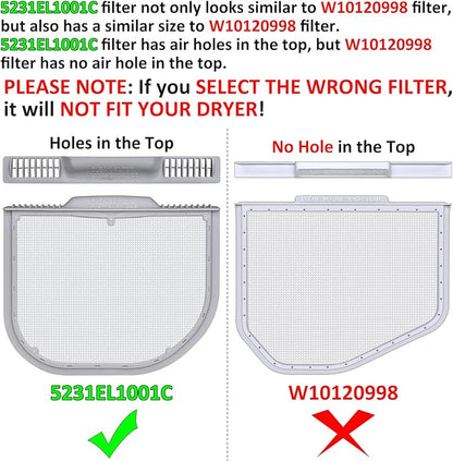 5231EL1001C Lint Filter Replacement for LG and Kenmore Dryers, Rim with Felt Seal, Ultra Durable Lint Screen Trap with Dryer Vent Lint Brush