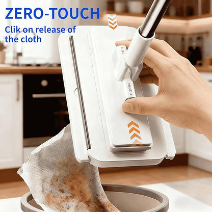Cloth Changing Mini Mop with a Mini Foldable Desktop Mop, Flat Dust Mop for Dry Wet Disposable Pads，Kitchen Cabinet Counter Wall Spills and Oily Stains Cleaning (Lazy Mops Set)