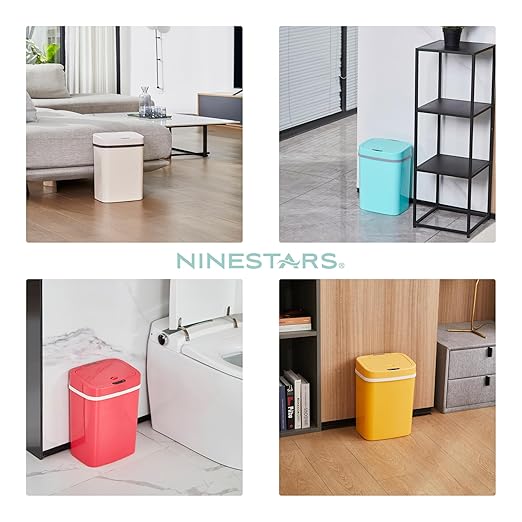 Ninestars 3 Gallon Automatic Trash Can, 12L Touchless Motion Sensor Bathroom or Bedroom Garbage Can with Odor-Sealing Lid, Impact-Resistant ABS Plastic, Pink