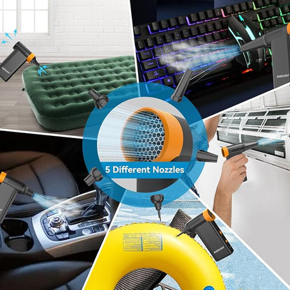 Compressed Air Duster 2000mAh*2 ，Addcolor AD51 with 8 Gear Adjustable，106770RPM Electric Air Duster with Display – Portable Handheld Blowers for Keyboard, Computer, Car, Outdoor, Air Bed