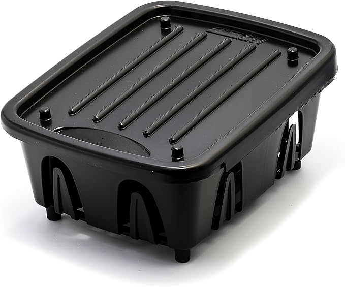 Camco RV Mini Dish Drainer & Tray - Features a Sloped Drain Tray Design, Heavy-Duty Construction - Ideal for Small Spaces, Apartments, Boats, and More -9.5"L x 11.7"W x 4.75"H - Black (43512)