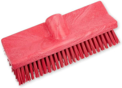 SPARTA 40423EC05 Plastic Floor Scrub Brush, Wall Brush, Equipment Brush With Nonabsorbent Bristles For Industrial Kitchens, Hospitals, Commercial Cleaning, 10 Inches, Red