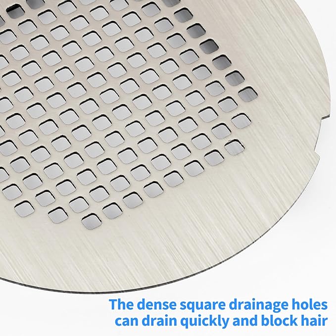 Shower Drain Cover, Shower Drain Hair Catcher Snap-in Replacement Strainer, Brushed Silver Round Grate, Drain Protector Designed for 4.25" D Standard Round Shower Drains