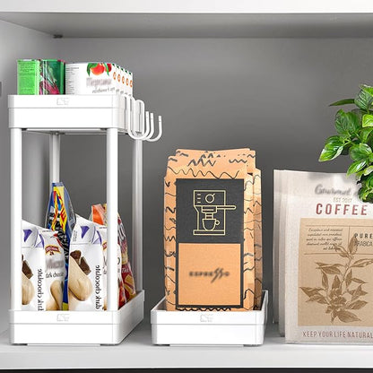 Simple Houseware 3-Tier Slim/Narrow Storage Cart with Handle, 5.5'' Wide x 27.5'' Height Rolling Organizer for Kitchen, Bathroom, Laundry Room - White