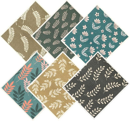 Green Swedish Dishcloths for Kitchen, 6 PCS Swedish Dish Cloths, Super Absorbent Washable Reusable Floral Cloths Dish Towel, No Odor Cellulose Sponge (Dark-Green)