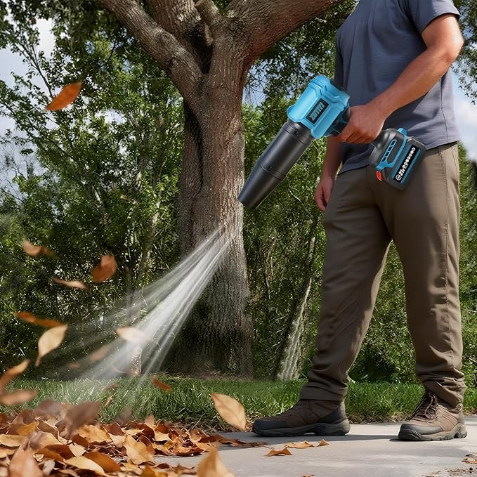 Cordless Leaf Blower, Brushless Mini Jet Dry Blower 40000 RPM 475 MPH, Handheld Turbofan Air Blowers with 2×4.0Ah Battery, Extended Nozzle for Lawn Care, Patio Cleaning, Dust