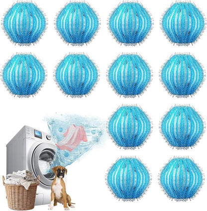 12Pcs Pet Hair Remover for Laundry - 2 inch Large Ball Lint Traps for Washing/Dryer Machine,Effective Cat Dog Laundry Pet Hair Catcher for Clothes,Sheets,Towels,Not Damage Fabric