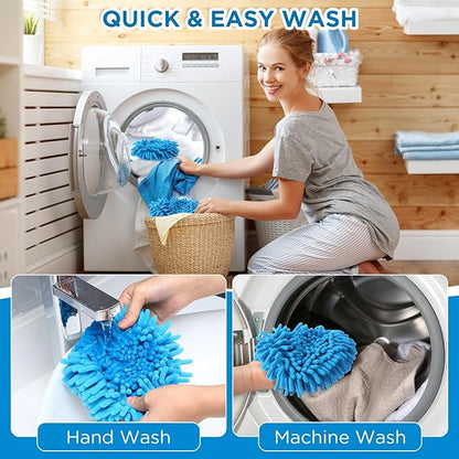 Baderke 3 Pack Chenille Mop Heads Replacements Compatible with 1 Tank System Chenille Duster Replacement Heads Microfiber Spin Mop Refill Pads Reusable Dust Refills for Floor Cleaning (Blue)