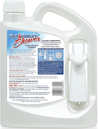Wet & Forget Shower Cleaner Weekly Application Requires No Scrubbing, Bleach-Free Formula, 64 Ounce (Pack of 1)
