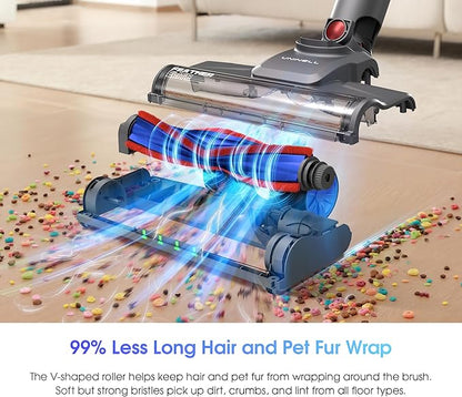 UNINELL HOME Cordless Vacuum Cleaner, 45,000Pa/450W Stick Vacuum Cleaners for Home, 60 Mins Runtime, Self-Standing, Detachable Battery, Anti-Tangle Brush, Lightweight Wireless Vacuum for Pet Hair