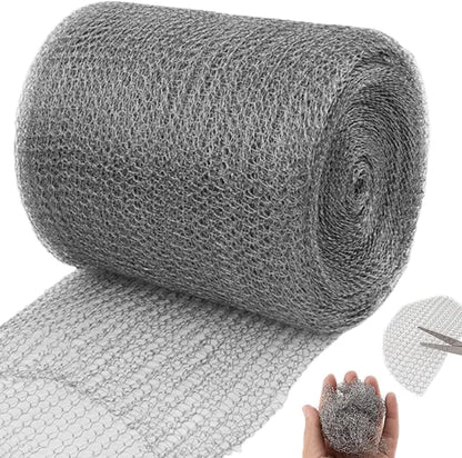 Stainless Steel Mesh Gap Blocker, Steel Wool Mice Blocker, 30ft Wire Mesh Hole Fill Fabric, Stainless Wool Roll