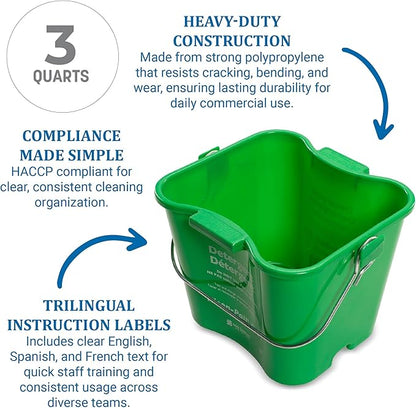 San Jamar Kleen-Pail Pro, Bucket with Handle for Cleaning Products in Commercial and Home Setting, 3 Qts, 1 Count, Green
