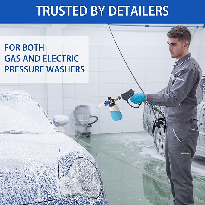 High Pressure Foam Cannon for Car Wash,Snow Foam Lance, Adjustable Thick Foam, 1.2MM Orifice, Wide Mouth Bottle 1/4 Quick Connector