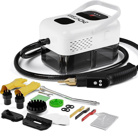KINETIHOMEHigh-pressure steam cleaner, household steam cleaner for handheld use, convenient to carry, suitable for cleaning kitchen fumes, sofas, small air conditioners, etc. (white)