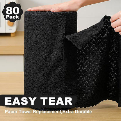 80 Pack Microfiber Cleaning Cloth Roll Reusable Paper Towels 12"x12" Tear Away Cloth,Absorbent Dish Rags for House Kitchen,Wash Cloths,Lint Free Rags for Window Cars Cleaning Supplies