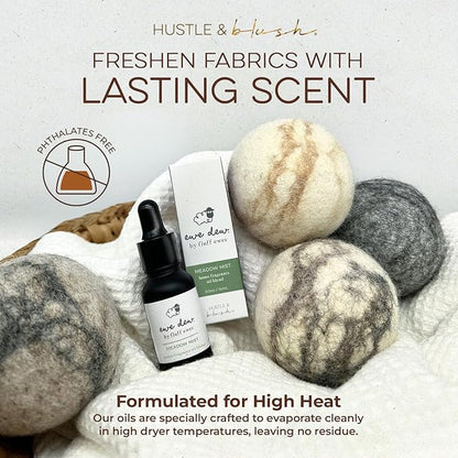Hustle & Blush Essential Oil for Dryer Balls, 15ml Meadow Mist, Natural Laundry Fragrance, Long-Lasting Fresh Scent, Wool Dryer Balls Ideal for Diffusers, Candle Making, Multi-Use for Home & DIY
