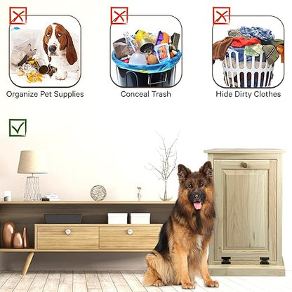 Peaceful Classics Tilt Out Trash Cabinet Without Drawer - Wooden Pull Out Cabinet, Decorative Trash Bin Cabinet for Kitchen, Bedroom, & Home Patio, Tilt Out Laundry Hamper Cabinet - Unfinished