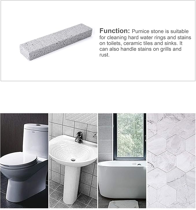 KEOKAY Pumice Stone for Toilet Cleaning, Powerfully Cleans Hard Water Rings and Stains, Suitable for Stains On Toilets, Bathtubs, Tiles, Swimming Pools and Stainless Steel Sinks 6 Packs