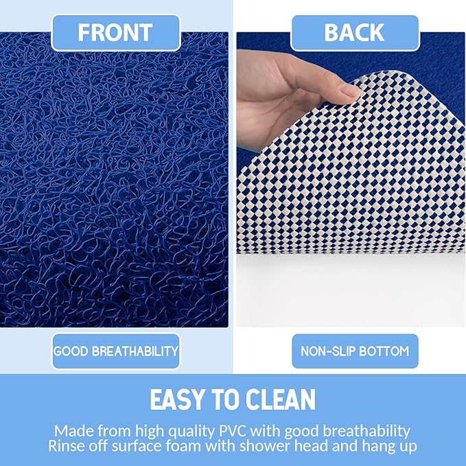 Hargiis Non-Slip Bathtub Mat, Anti Slip Shower Mat, Fast Drying Bathtub Mats, Foot Scrubber Mat, Anti Slip Mat for Tub, Floor, Bathroom, Kitchen, Home, Hotel (Navy Blue 24"×24")