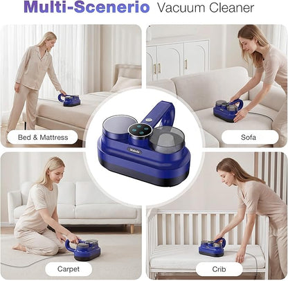 Maircle Mattress Vacuum Cleaner, Corded Bed Vacuum with 253.7nm UV-C Light, Ultrasonic & High Heating 16Kpa Powerful Double-Cup Handheld Vacuum for Bed, Sofa, Couch