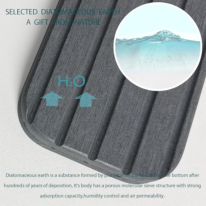 NiuYichee 23.6inch x 4inch Kitchen Sink Faucet Mat, Water Absorbing Stone Faucet Splash Guard for Bathroom Counter, Quick Drying Diatomite Tray for Kitchen Sink, Dark Gray