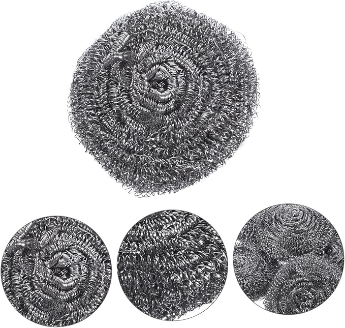 Alipis 6pcs Stainless Steel Pot Scrubbers Set Heavy Duty Wire Ball Cleaners for Kitchen Metal Sponge for Pot and Pan Cleaning for Home Chefs and Kitchen Use