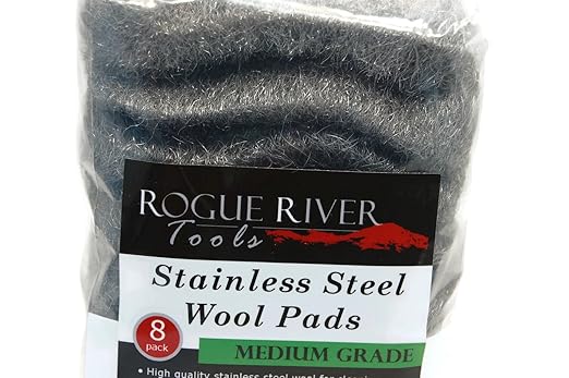 434 Stainless Steel Wool (8 pad Pack) - Medium Grade - by Rogue River Tools. Made in USA, Oil Free, Won’t Rust. Choose from All Grades!