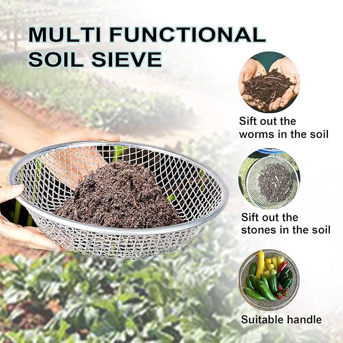 3/8 Inch Soil Sifter for Gardening, Rock Sifter for 5Gallon Bucket,Compost Sifter Dirt Sifter,Captures Dirt Rocks Sawdust