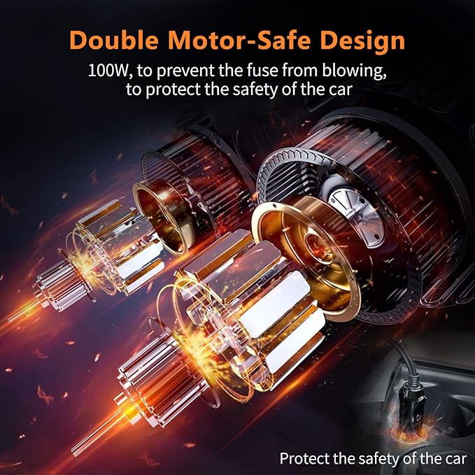 Best Car Vacuum Cleaner, Handheld Portable Vacuum Cleaner for Car, 7500PA High Power Handheld Vacuum Cleaner, Double Motor Cyclone Suction Vacuum with Wet or Dry, 16.4 Ft Corded