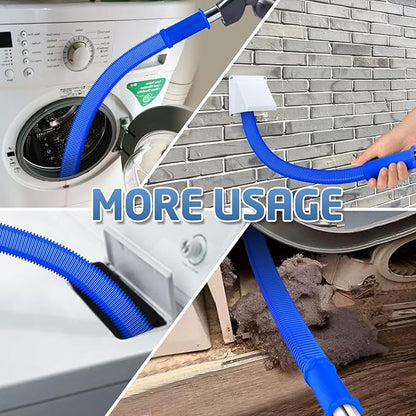 PetOde 2 Pieces Dryer Vent Cleaner Kit - Upgraded Vacuum Hose Attachment Compatible with Most Vacuum Cleaner, Flexible Dryer Lint Brush, Quickly Lint Remove, Deep Blue