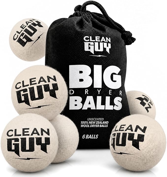 Wool Dryer Balls XL 6-Pack– Natural Fabric Softener, Reusable Laundry Dryer Balls –Reduce Drying Time, Static & Wrinkles– Hypoallergenic, Chemical Free Dryer Sheet Alternative, Eco-Friendly