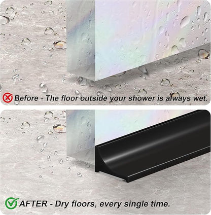 67Inch Shower Threshold Water Dam, Self-Adhesive Silicone Shower Barrier Water Stopper Shower Door Bottom Seal Strip Shower Splash Guard for Bathroom Kitchen Bathtub