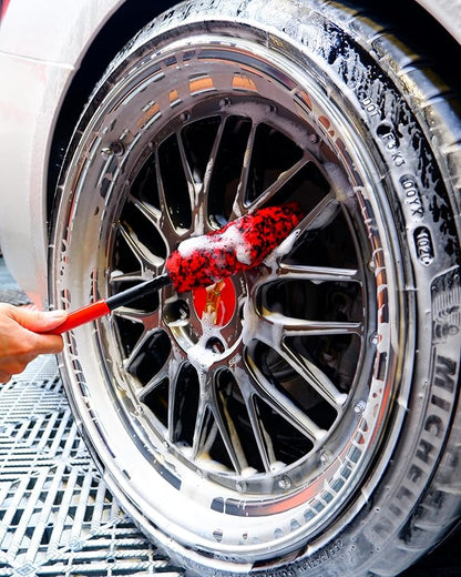 Wheel Brushes for Cleaning Wheels (4 Pro Pack)- 2X Soft Wheel Cleaning Wool Brush, Detailing Brush and Stiff Tire Brush, Scratch Free Durable Car Wheel Rim Brush Kit for Car Rim and Tire Detailing
