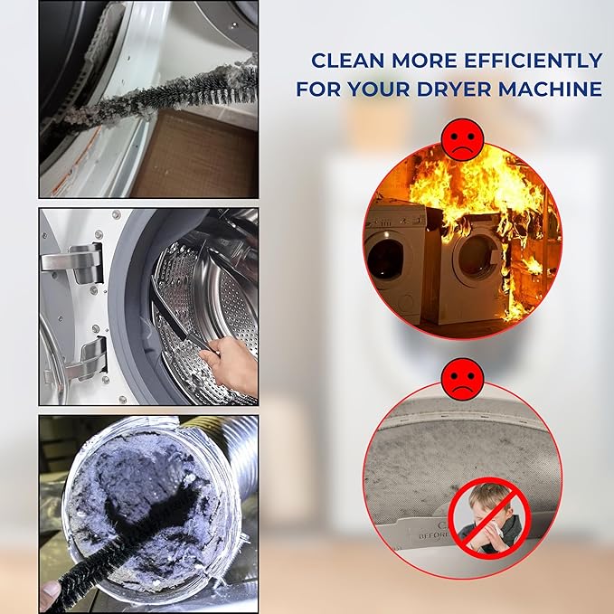 Dryer Lint Brush Vent Cleaner Extra Long Flexible – Dryer Vent Cleaner Brush & Lint Trap Removal Tool, Lint Brush for Dryer, Dryer Lint Trap Brush, Dryer Vent Cleaning Kit for Home