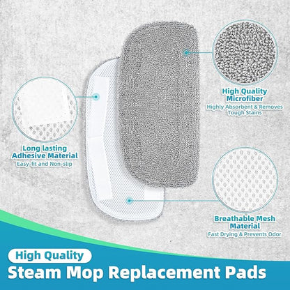 LOVECO Steam Mop Pads Compatible with GorFanty GF-6610B/GF-6610, Neugo NE033/NE033M & Mxnsewr, Washable Microfiber Steam Mop Replacement Pads for Multi-Surface Cleaning (2 Pack)