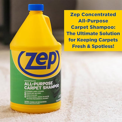 Zep All-Purpose Carpet Shampoo Concentrate Cleaner - 1 Gallon - ZUCEC128 - Professional Formula Removes Dirt and Stains (Pack of 2)