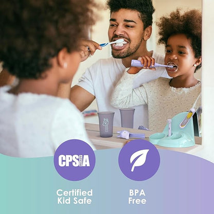 Brusheez Kids’ Electric Toothbrush Set - Safe & Effective for Ages 3+ - Parent Tested & Approved with Gentle Bristles, 2 Brush Heads, Rinse Cup, 2-Minute Timer, & Storage Base (Prancy the Pony)