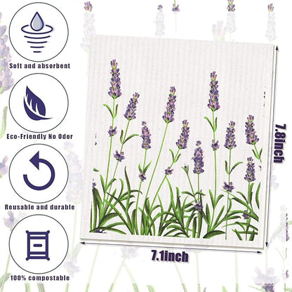 Remagr Swedish Kitchen Dish Towels Wildflowers Reusable Sponge Cleaning Cloths Absorbent Quick Drying Washable Cleaning Wipes No Odor Hand Towel (6)