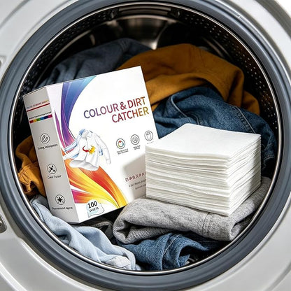 100pcs Color Catchers For Laundry - VColor Catcher Sheet, Dye Absorbing Laundry Sheets | High-Strength Dye Guard For Washing Machine & Dryer, Household Daily Travel Commercial Dryer Fabric Clothes