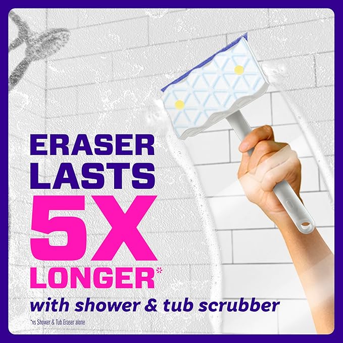 Mr. Clean Magic Eraser Sponge, Bathroom, Shower, Tub Cleaner, Soap Scum Remover, Bathroom Cleaning Supplies, Dawn Cleaning Power with Lemon Scent, Shower & Tub, 8ct (Pack of 4)