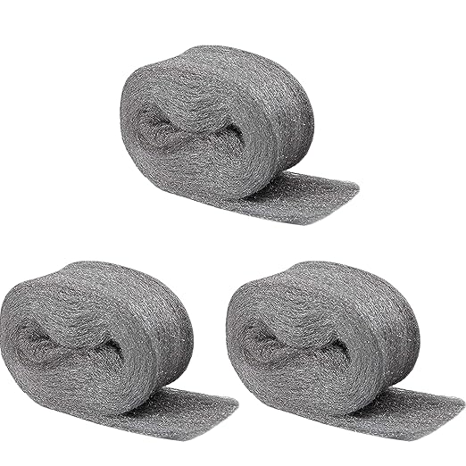 Steel Wool for Mice Control - 3 Pack of 3×10Ft Steel Wool, Gap Filter for House & Garage - Keep Mice Away from Holes，Siding，Pipeline，Vents in Garden, House, 7.04oz (3, 100g)