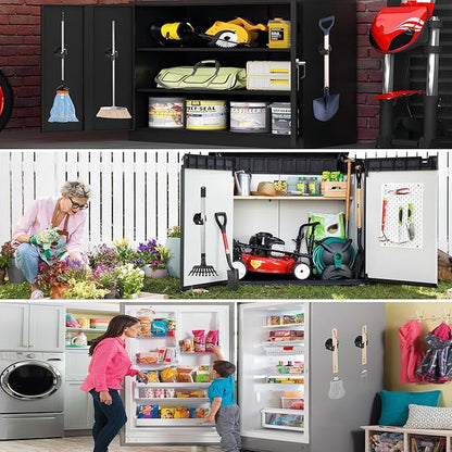 ULIBERMAGNET Magnetic Mop Broom Holder,Strong Magnetic Storage Hooks,Heavy Duty Magnetic Garage Storage Tool Organizer for Garage,Kitchen,Laundry,Garden