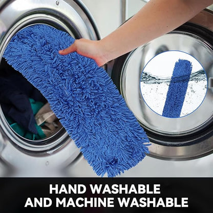 60 Inch Commercial Dust Mop Head: Replacement Medium Washable Industrial Mop Head Sweeper and Janitorial Replacement Blue