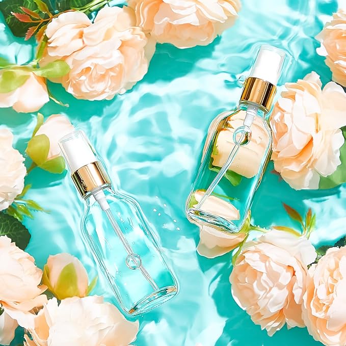 Tessco for you 1 Pcs Glass Spray Bottles Empty Perfume Atomizer Refillable Clear Decorative Empty Bottles with Fine Mist Sprayer Pump for Face Body Travel (Clear,2 oz)