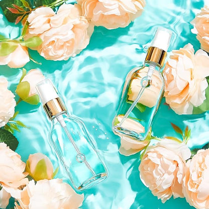 Tessco for you 20 Pcs 2 oz/60 ml Glass Spray Bottles Empty Perfume Atomizer Refillable Clear Decorative Empty Bottles with Fine Mist Sprayer Pump for Face Body Travel(Clear)