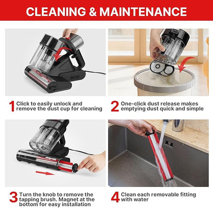 Shop-Vac Mattress Vacuum Cleaner, 14KPa Powerful Bed Vacuum with 253.7nm UV-C Light, 36960 RPM/Min Tapping, HEPA Filter & Ultrasonic, Dual Cup Filtration, for Bed, Sofa, Couch, 400W, 15.4 ft Corded