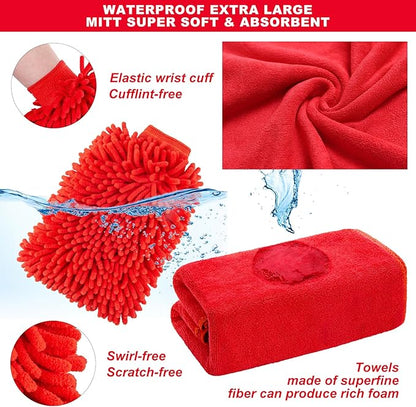 26Pcs Car Wash Cleaning Kit with Foam Gun Sprayer Detailing Brushes Window Water Scraper Tire Brush Towels Complete Interior Exterior Detailing Set for Car