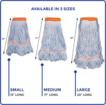 Nine Forty 2-Pack Industrial and Commercial-Grade Looped End Wet Mop Head Refill - Heavy Duty 20 Inch 4-Ply Premium Synthetic Yarn - for Optimal Absorption and Durability - Blue (2 Pack, Large)