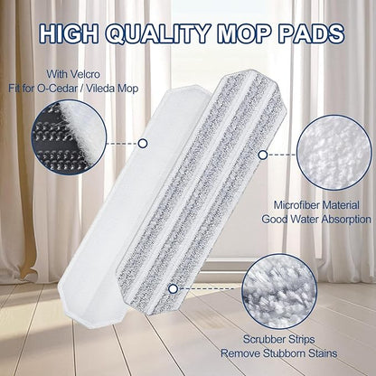 Mop Pads Replacements Compatible with H2prO Flat Mop System, Replace Mop Heads for Mop, Machine Washable Reusable Microfiber Pad Refills for Floor Cleaning (4 Pack)